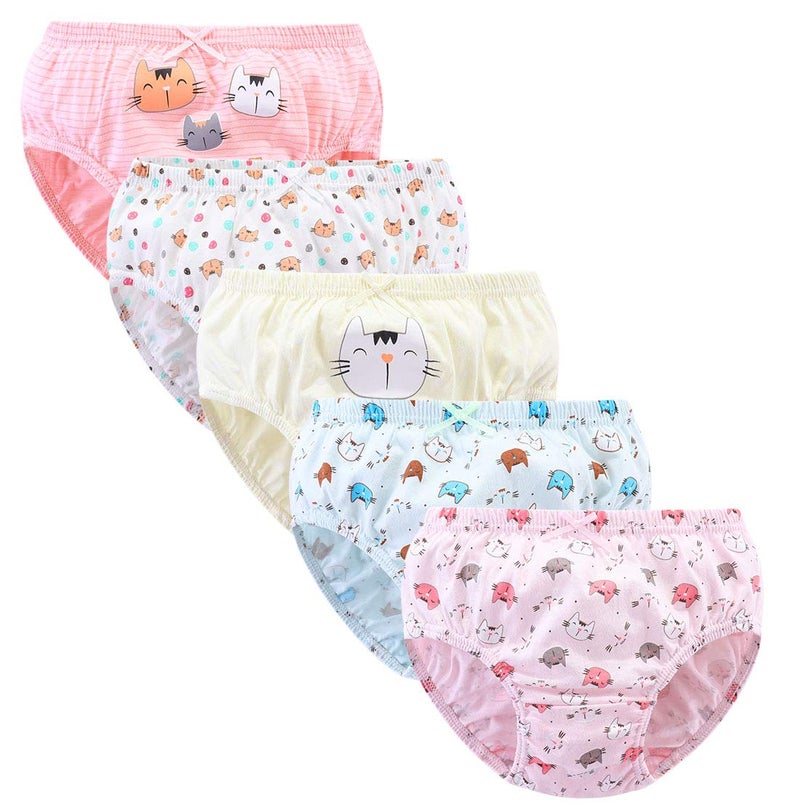 CHUNG Little Girls Toddlers Cotton Briefs Panties Underwear 5 Pack, Cat,2-3Y - Image 1